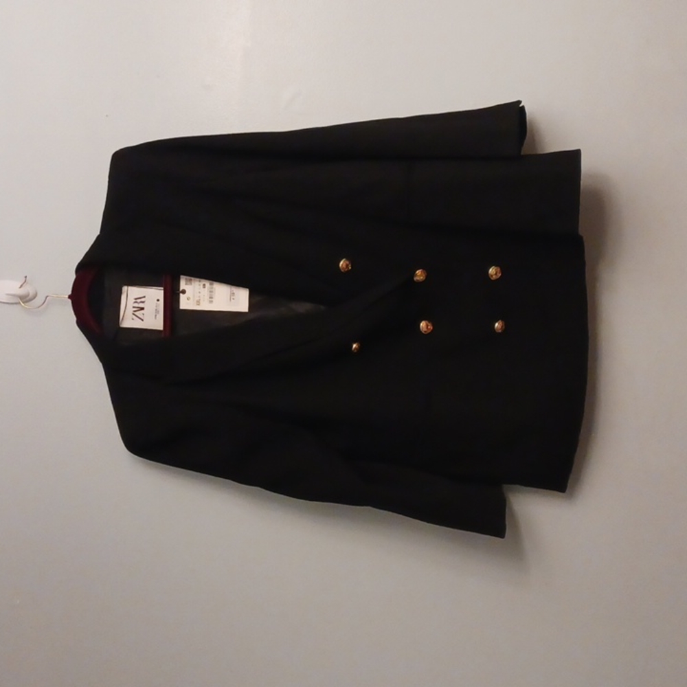 Zara XXL women's black double breast jacket with shoulder pad .